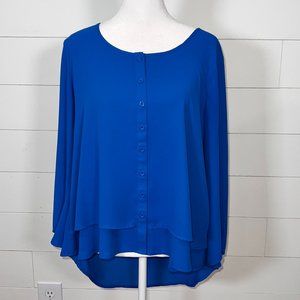 Style & Co Cobalt Blue Long Sleeve Button Down Blouse Size M